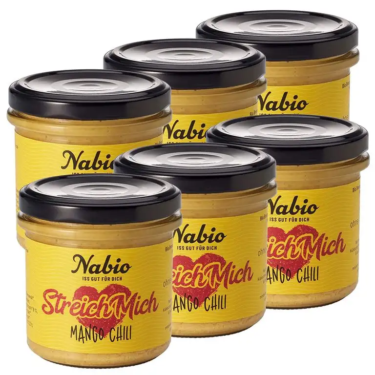 Nabio Mango Tango - Bio Brot-Aufstrich Mango Chili - vegan, 6er Pack (6 x 130 g)