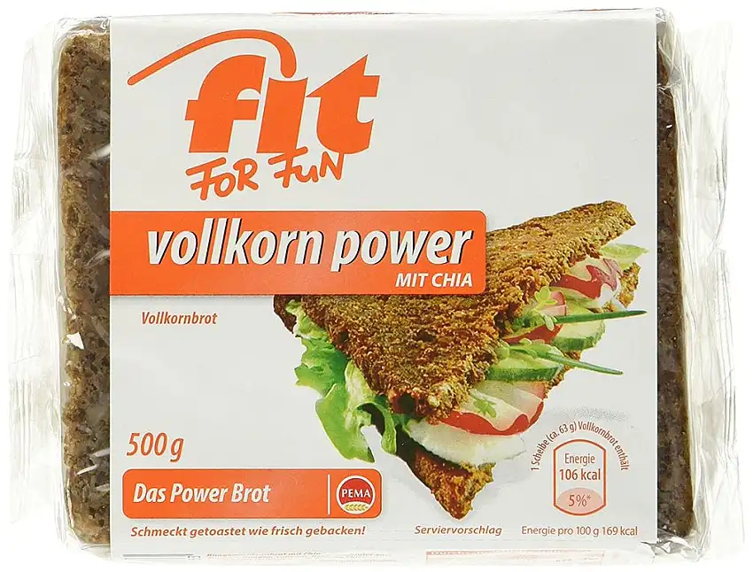 PEMA Fit for Fun Vollkorn Power, Vollkornbrot mit Chia, 6er Pack (6 x 500 g)