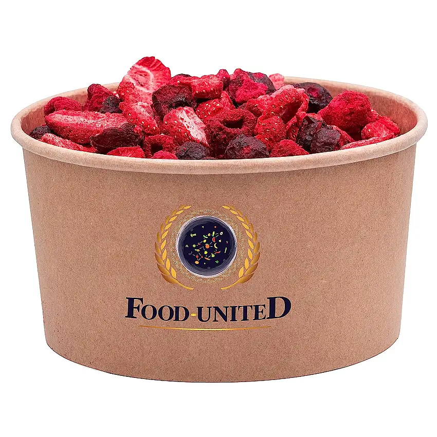 Food-United ROTE FRÜCHTE MIX GEFRIERGETROCKNET 200g bestehend aus Himbeeren Erdbeeren und Kirschen für Müslis Naturjoghurt Smoothies natürlich süß ohne Zusatzstoffe
