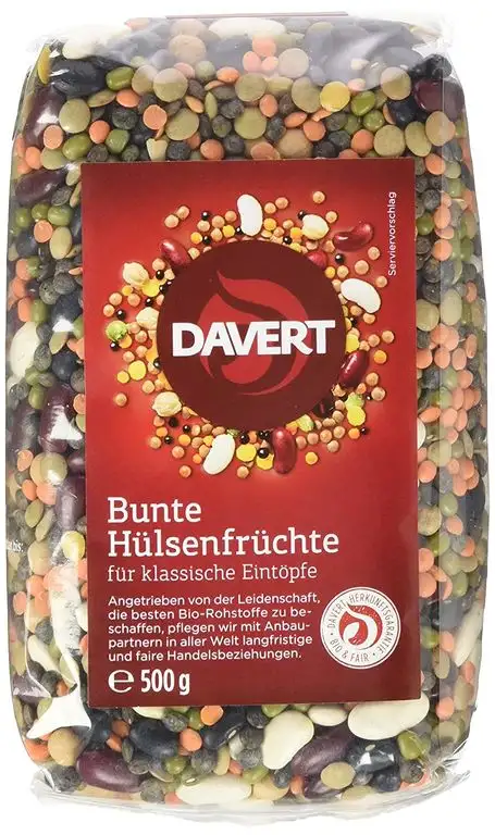 Davert Bunte Hülsenfrüchte, 4er Pack (4x 500 g) - Bio