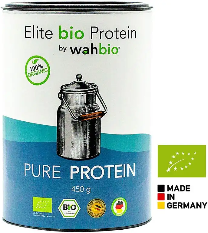 WAHBIO 100% Bio Protein | Geschmack"pure" neutral | 4 Komponenten Bio-Protein-Pulver | Whey | Casein | Ei | Soja | Bio-Eiweiß-Pulver ohne Zucker, Süßungsmittel, Zusatzstoffe