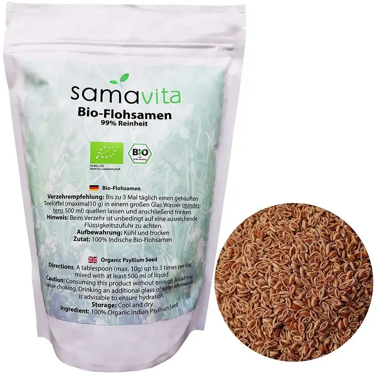 Flohsamen 1800g, ganz, Bio, 99% Reinheit | Wiederverschließbarer 1,8kg Frischebeutel | Ballaststoffreich | Glutenfrei | Vegan | Geprüfte Lebensmittelqualität | 99 prozentige Reinheit
