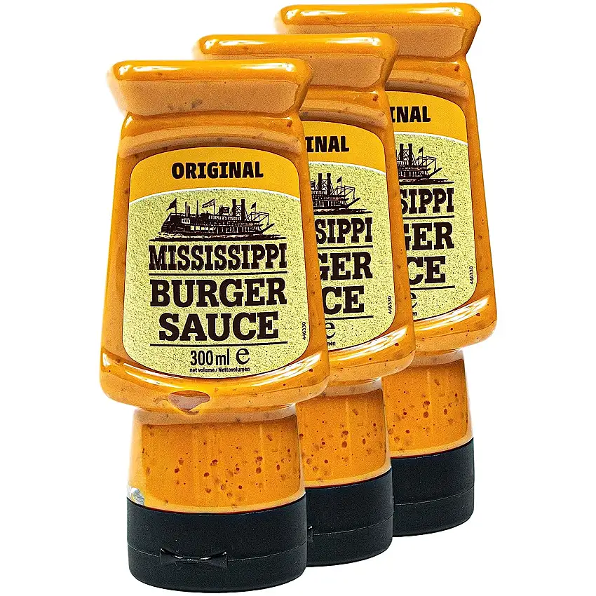 Mississippi - 3er Set Burger Sauce "Original" 300 ml - Würzig cremige Burgersauce - Premium Hamburger Soße ideal auch für Sandwich, Gegrilltem und als Dip
