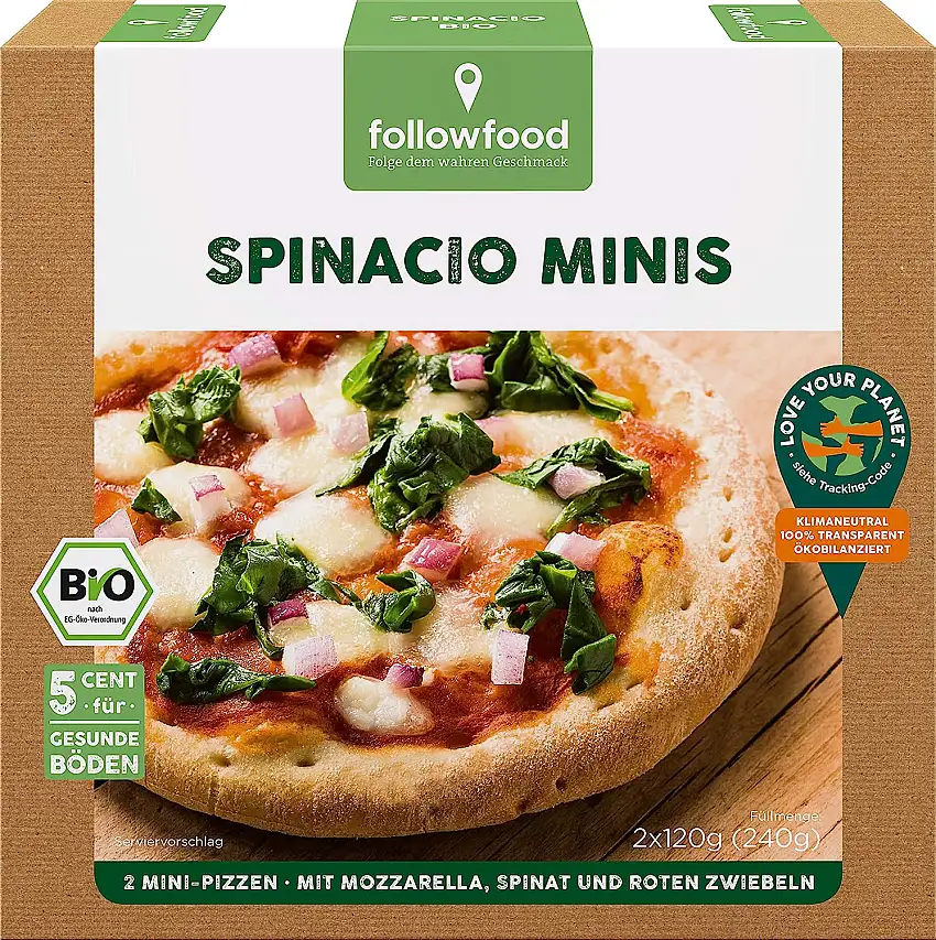 followfood 2 Steinofen-Minis Spinacio Bio, 240 g (Tiefgefroren)