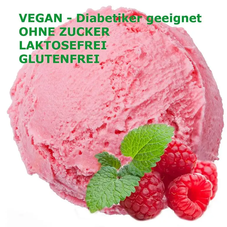Himbeer Geschmack Eispulver VEGAN - OHNE ZUCKER - LAKTOSEFREI - GLUTENFREI - FETTARM, auch für Diabetiker Milcheis Softeispulver Speiseeispulver Gino Gelati (Himbeer, 333 g)