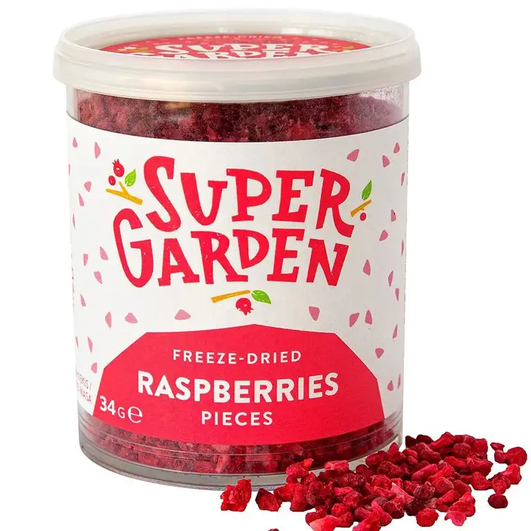 Supergarden Gefriergetrocknete Himbeerstückchen - 100% Rein Und Natürlich - Für Veganer Geeignet - Ohne Zuckerzusatz, Künstliche Zusatzstoffe Und Konservierungsmittel