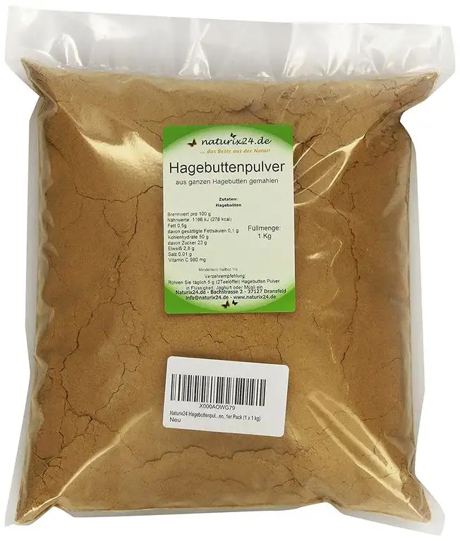 Naturix24 Hagebuttenpulver, Hagebutten gemahlen, 1er Pack (1 x 1 kg)