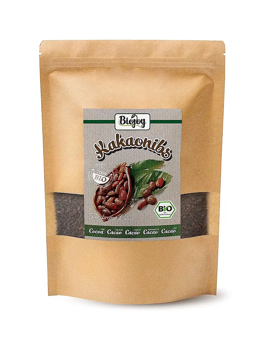 Biojoy BIO-Kakaonibs, gehackte Kakao Bohnen ohne Zucker (1 kg)