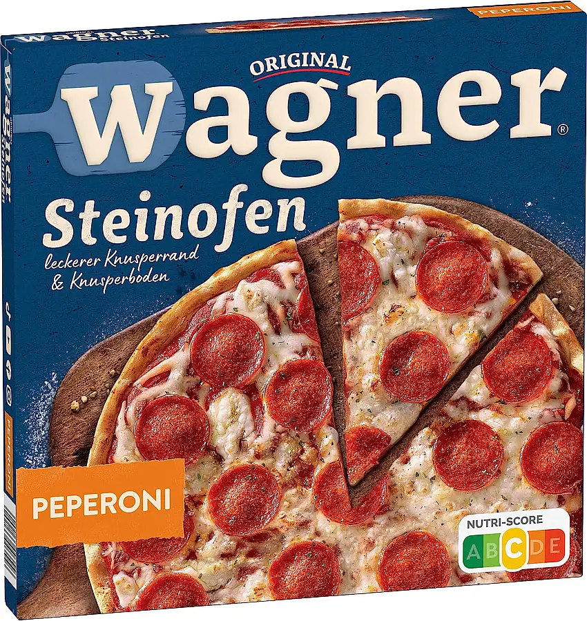 Original Wagner Steinofen Pizza Peperoni, Tiefkühlpizza Peperoni, 320g (Tiefgefroren)