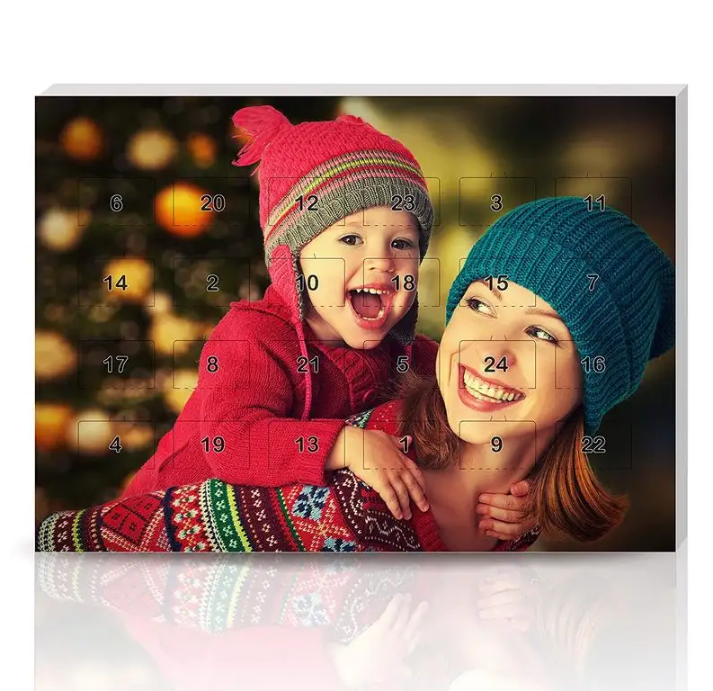 Personello® Foto Adventskalender mit Schokolade befüllt, Besonderer Weihnachtskalender mit eigenem Bild personalisiert (Größe:  ca. DIN A4)