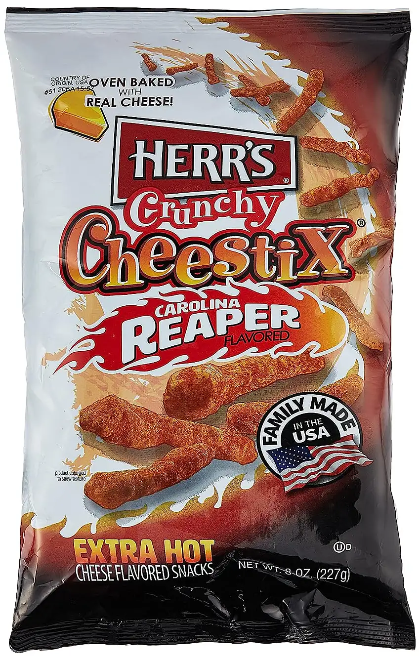 Herr's Crunchy Cheestix Carolina Reaper flavored, 227 gr.