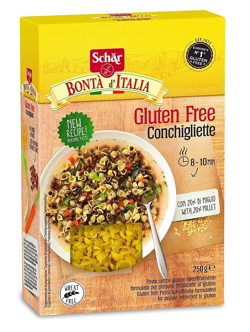 Schär Conchigliette - Suppennudeln, 5er Pack (5 x 250 g Pack) Packung kann variieren
