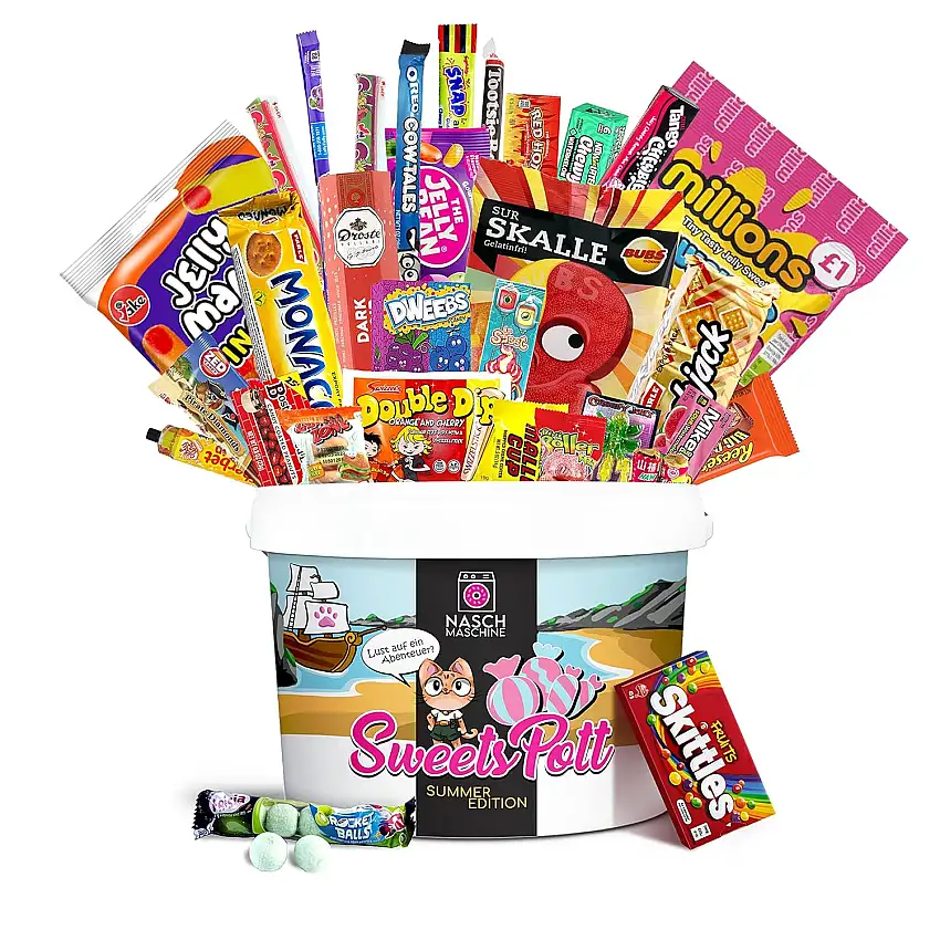 Naschmaschine® SweetsPott einzigartige Süßigkeiten Mystery Box aus aller Welt - 30 Teile Überraschungsbox XXL mit amerikanischen Süßigkeiten als ideale Geschenkidee