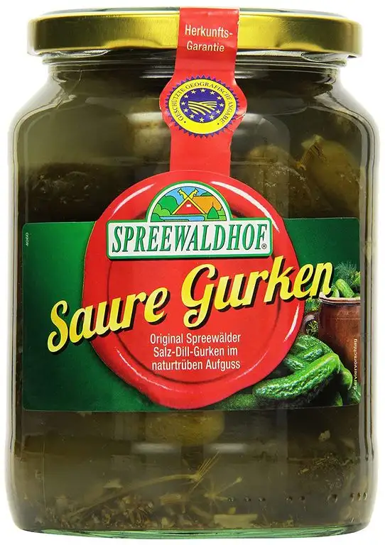 Spreewaldhof Saure Gurken, Salz-Dill-Gurken in natürtrübem Aufguss, 650 g