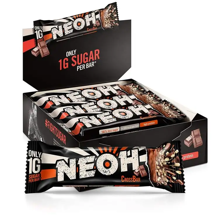 NEOH Lowcarb Protein Riegel Schokolade | 1g Zucker / 94 kcal / 32% Protein pro Riegel | Ohne Zuckerzusatz | Vorteilsbox 12x30g | Chocolate