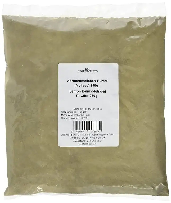 JustIngredients Zitronenmelissen-Pulver (Melisse), Lemon Balm (Melissa) Powder, 2er Pack (2 x 250 g)