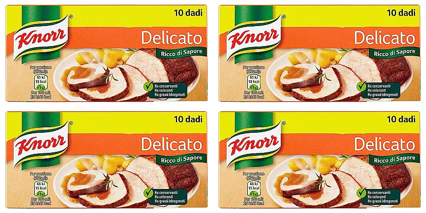 Knorr: Bouillon-Würfel "Delicato", zarter Geschmack, 4 Stück, 10 g pro Würfel