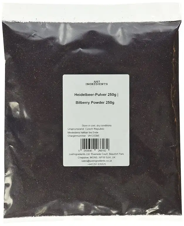JustIngredients Heidelbeer-Pulver, Bilberry Powder, 2er Pack (2 x 250 g)