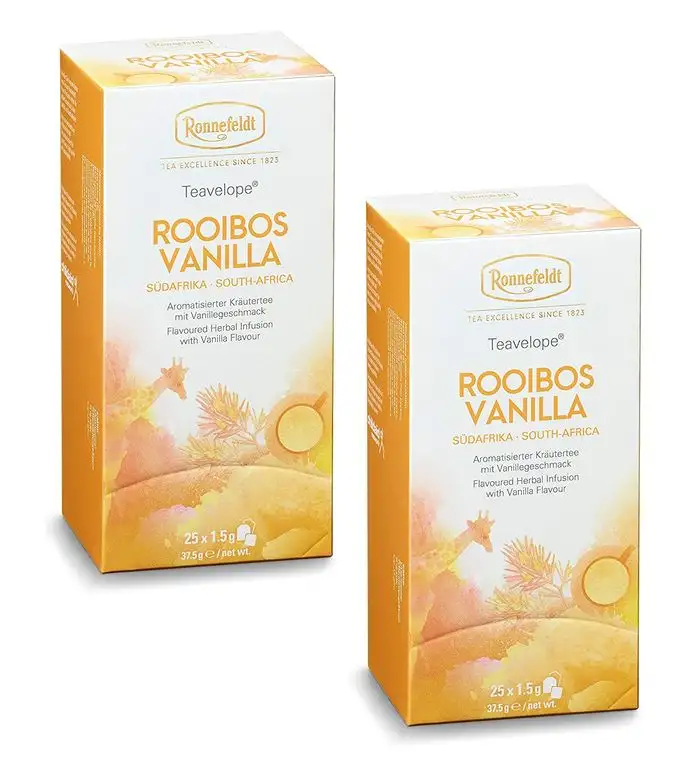 Ronnefeldt-Teavelope -2er Pack- Rooibos Vanilla - Aromatisierter Kräutertee - 2x25x1,5g Teebtl.