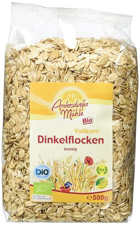Antersdorfer Mühle Dinkelflocken, 6er Pack (6 x 500 g) - Bio