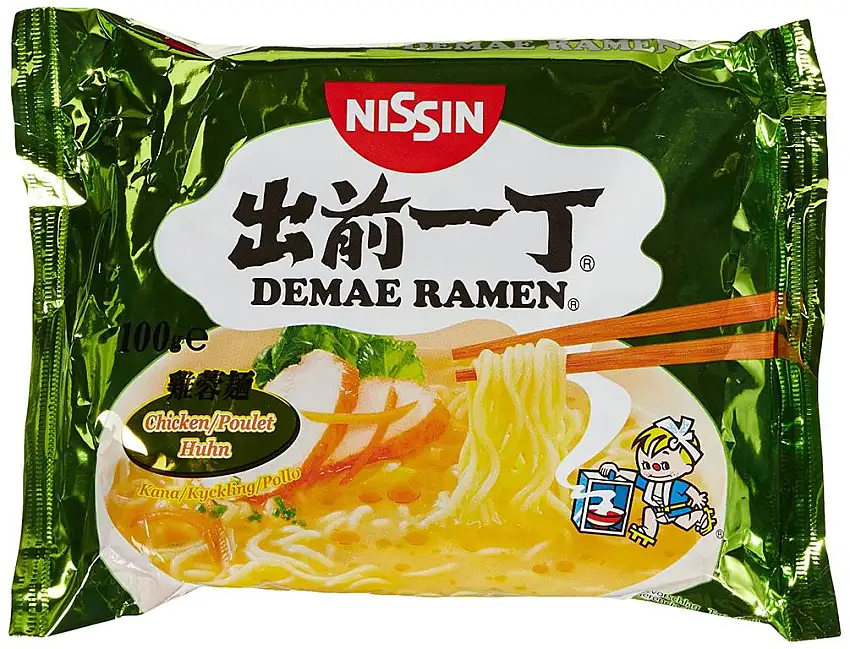 Nissin Demae Ramen – Huhn, 5er Pack, Instant-Nudeln japanischer Art, mit Hühnerfleisch-Geschmack, Sesamöl & asiatischen Gewürzen, schnell & einfach zubereitet, asiatisches Essen (5 x 100 g)