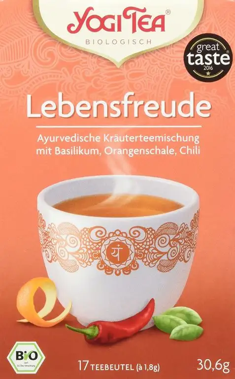 Yogi Tea Bio Lebensfreude mit Basilikum, Orangenschale und Chili, 17 Teebeutel, 30,6 g