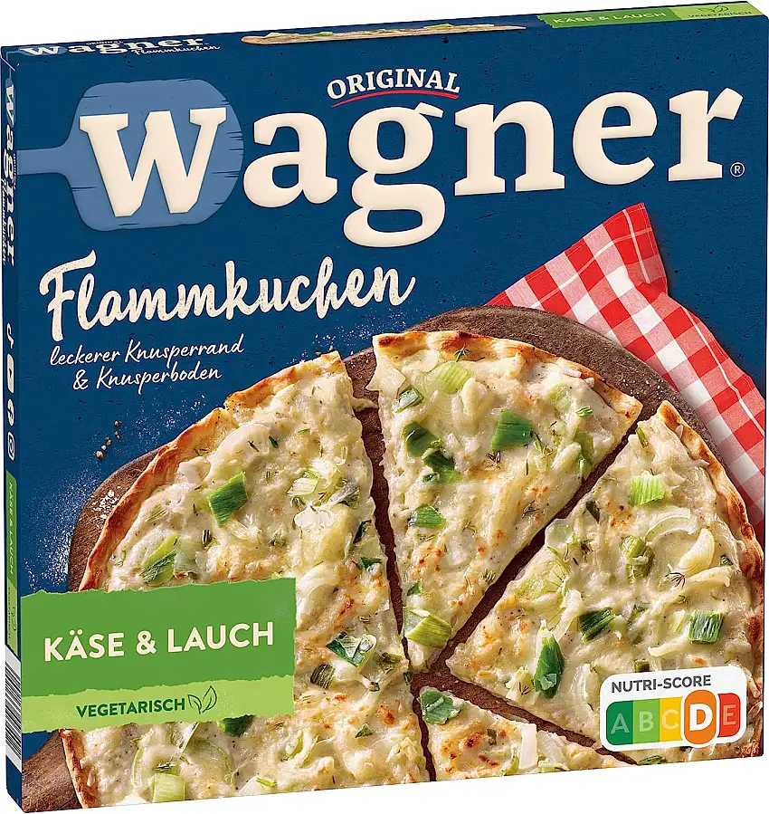 Original Wagner Flammkuchen Käse & Lauch, Vegetarischer Flammkuchen, 320g (Tiefgefroren)
