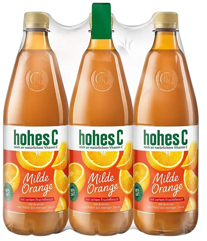 hohes C Milde Orange mit Fruchtfleisch - 100% Saft, 6er Pack (6 x 1 l)