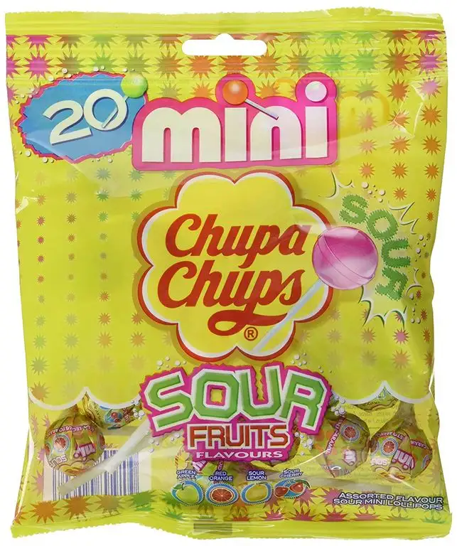 Chupa Chups Mini Sauer Lutscher Beutel, 12er Pack (12x 120 g)