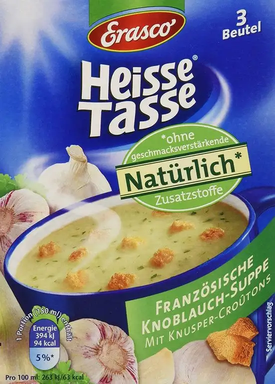 Heisse Tasse Französische Knoblauch-Suppe mit Croûtons Faltschachtel á 3 Beutel á 0,15 l, 12er Pack (12 x 450 ml)
