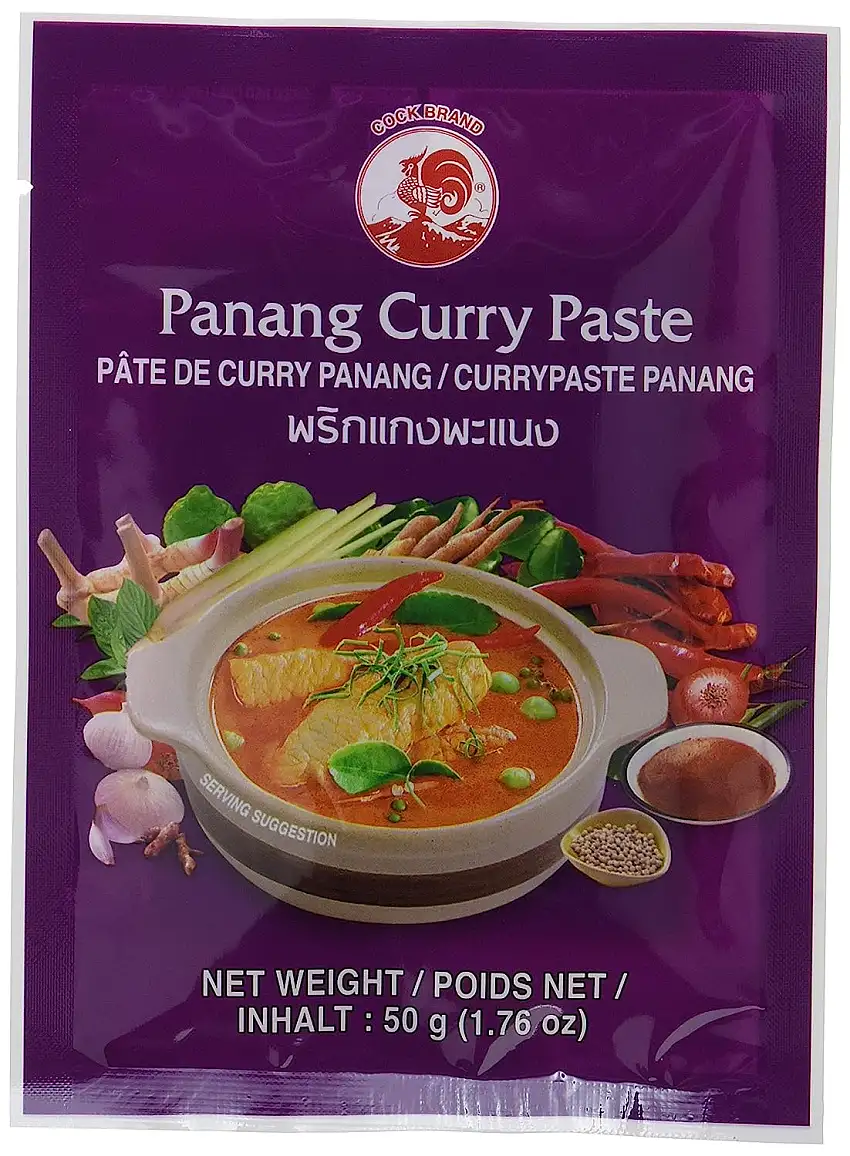 Cock Currypaste Panang, mittlere Schärfe, authentisch thailändisch Kochen, natürliche Zutaten, vegan, halal und glutenfrei (6 x 50 g Packung)