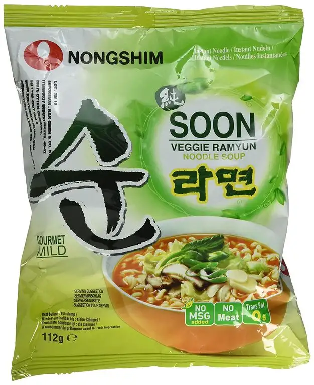Nong Shim Instantnudeln Soon Veggie Ramyun / Koreanische Gemüse Ramen Suppe mild (schnelle Zubereitung)