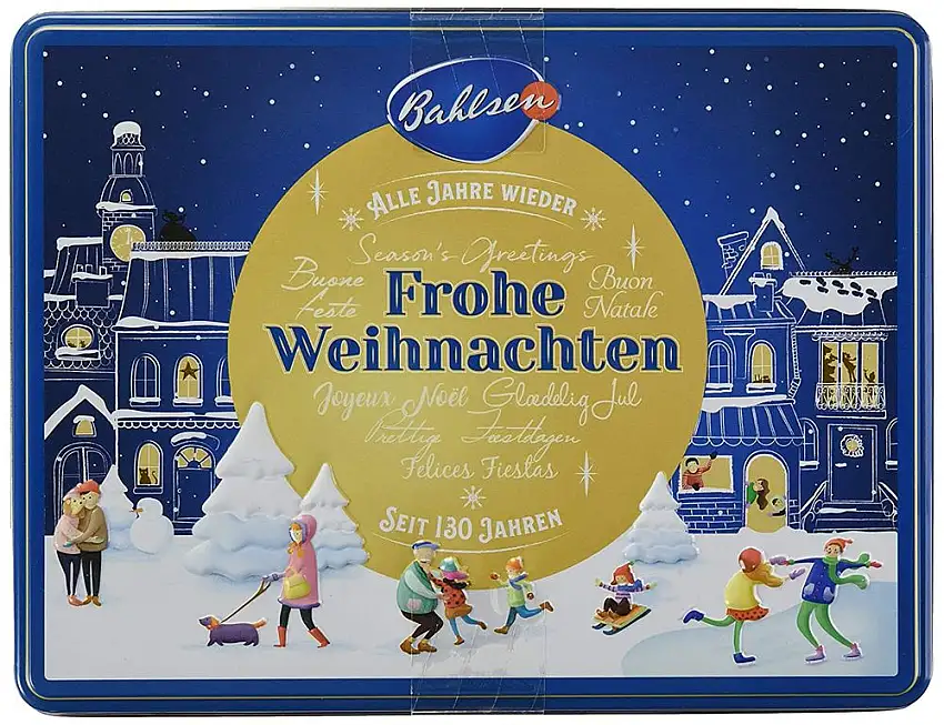 Bahlsen Weihnachtsdose – neues Motiv für 2019 – erlesene Gebäckmischung mit würzigen Lebkuchen und Zimtsternen, 300 g