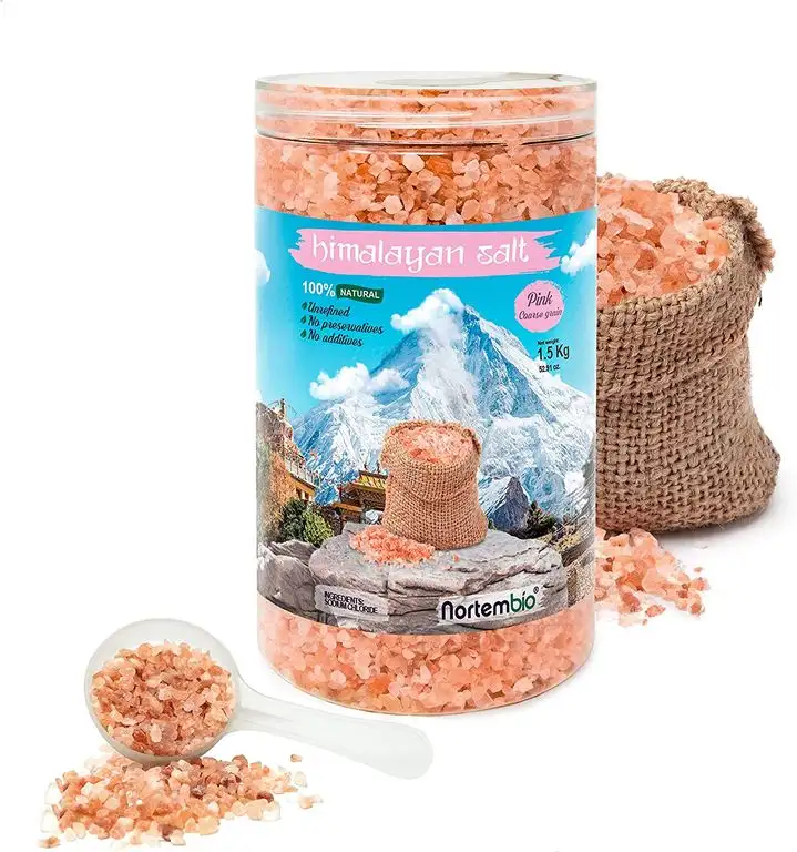 Nortembio Rosa Himalaya-Salz 1,5 Kg. Grob (2-5 mm). 100% Natürlich. Unraffiniert. Ohne Konservierungsstoffe. Von Hand extrahiert. Aus Punjab Pakistan. Premium-Qualität.