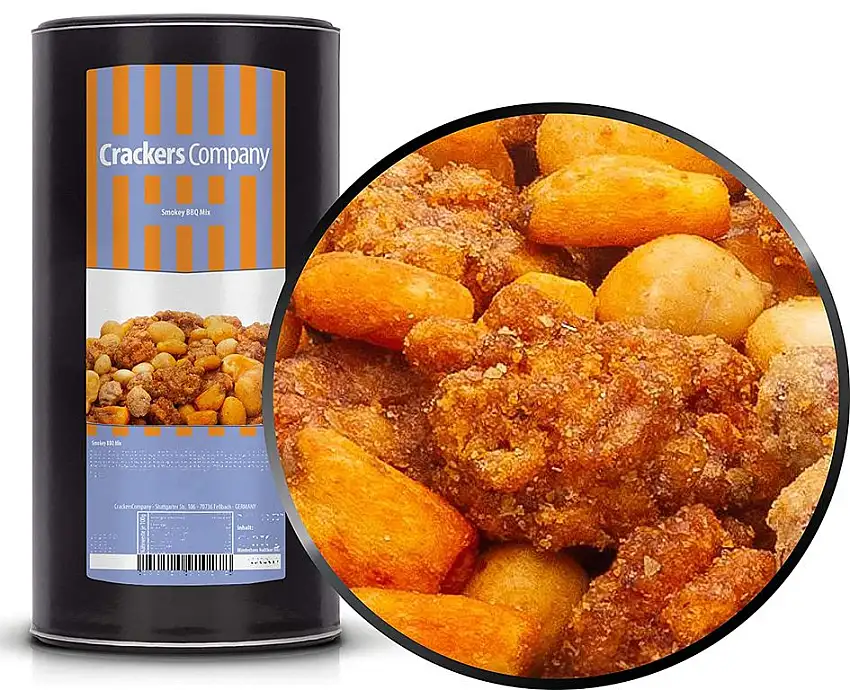 1 x 450g Snackmischung Belros Smokey BBQ mit Reiscracker würzig vegetarisch 15 % Protein