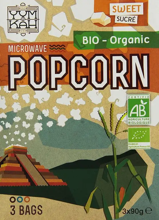 Yum Kah Popcorn für die Mikrowelle süß, glutenfrei, 4er Pack (4 x 270 g)