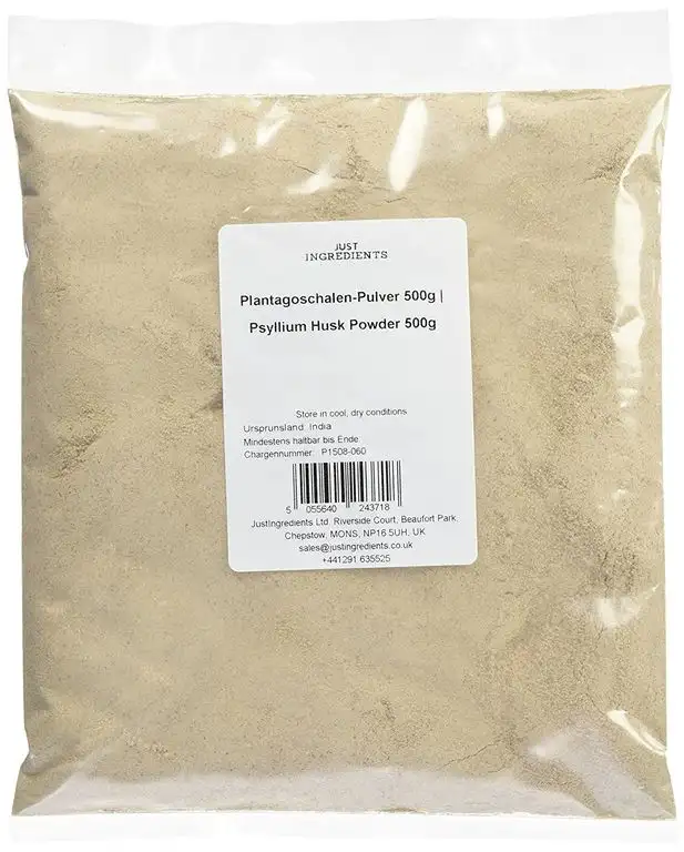 JustIngredients Plantagoschalen-Pulver, Psyllium Husk Powder, 1er Pack (1 x 500 g)