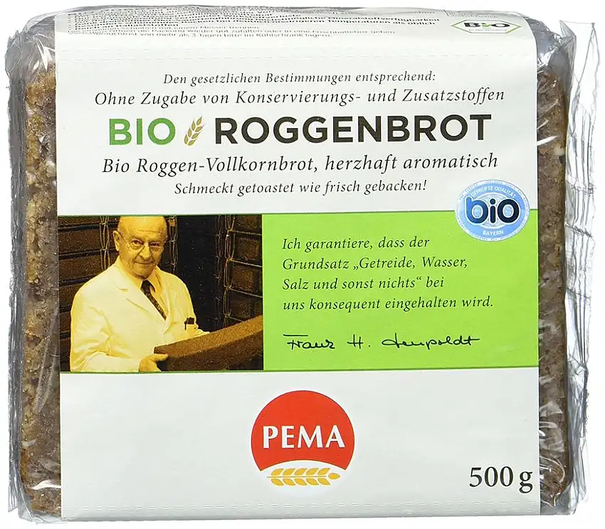 PEMA Bio Roggenbrot mit 100 % Roggen aus ökologischem Anbau, herzhaft-aromatisch, 6er Pack (6 x 500 g)