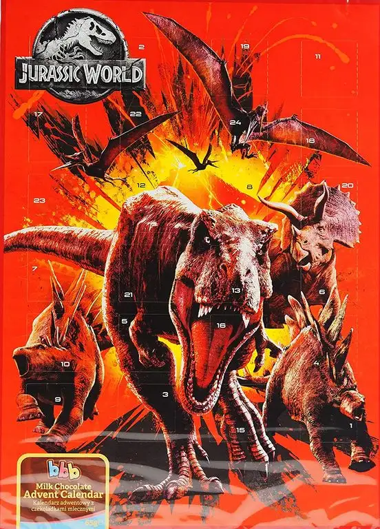 Adventskalender mit Milchschokolade JURASSIC WORLD (65 Gramm) WEIHNACHTEN - HIGHLIGHT