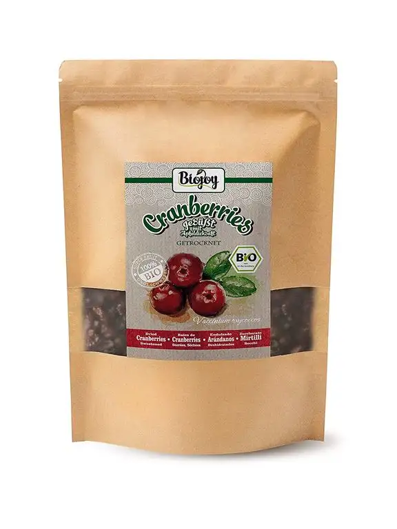Biojoy BIO-Cranberries getrocknet, ohne Zucker, mit Apfelsaft gesüßt (1 kg)
