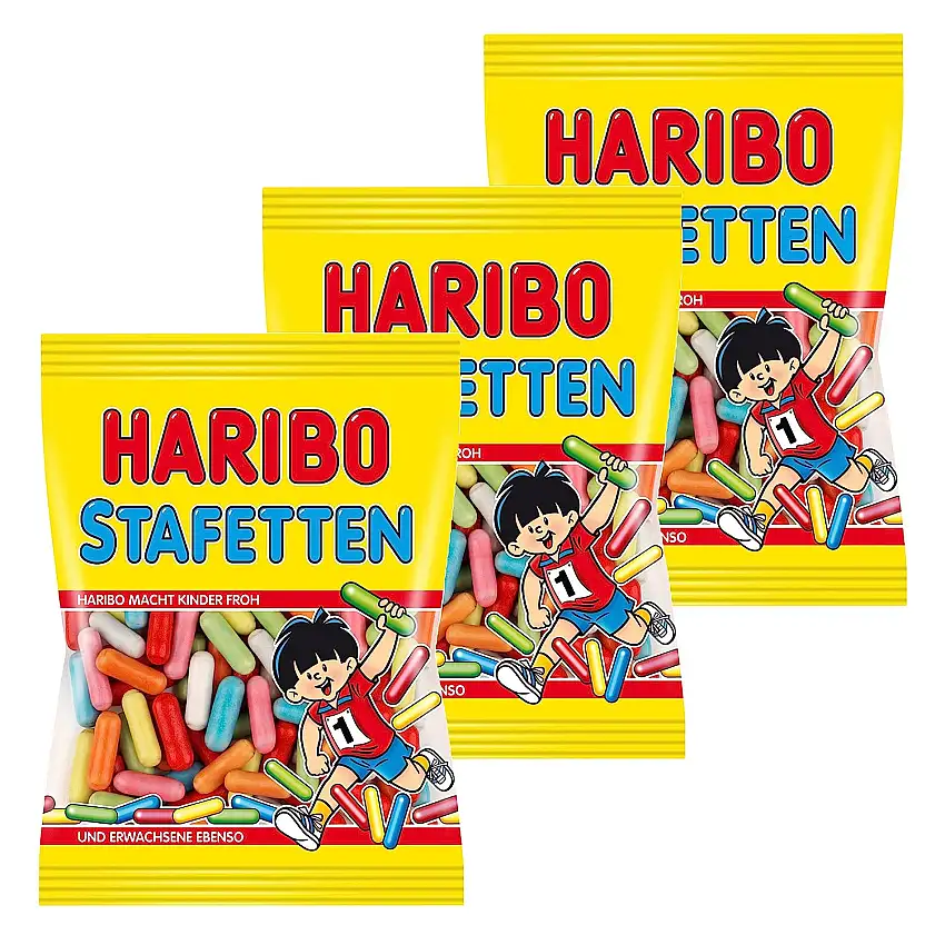 Haribo Stafetten, 3er Pack, Lakritz, Süßigkeit, Nascherei, Im Beutel, Tüte, 200 g