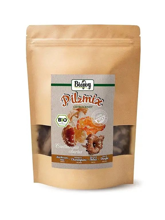 Biojoy BIO-4 Pilze Mix getrocknet - Steinpilze, Pfifferlinge, Herbsttrompeten, Maipilze (100 gr)