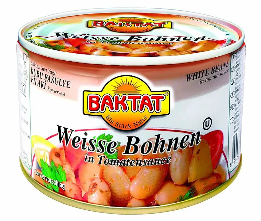 SUNTAT Weiße Bohnen in Tomatensauce , 2er Pack (2 x 400 g Packung)