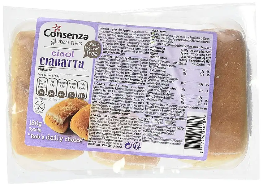 Consenza Ciabatta Glutenfrei, 6er Pack (6 x 180 g)