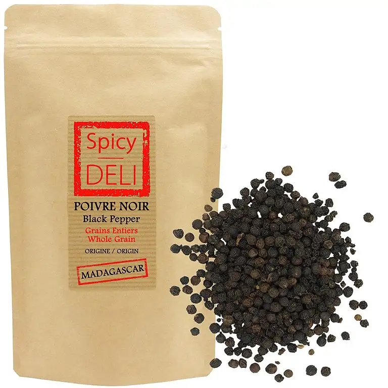 Madagaskar schwarzer pfeffer "Pfefferkörner ganz" 220g. Gourmet qualität.Wiederverschließbaren Tasche.