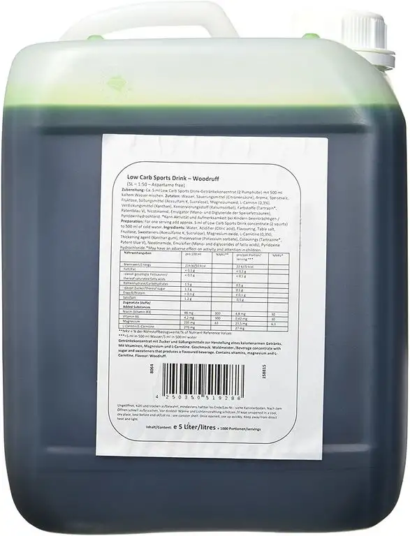 Body Attack Low Carb Sports Drink, Woodruff/Waldmeister, 1er Pack, (1x 5000ml)