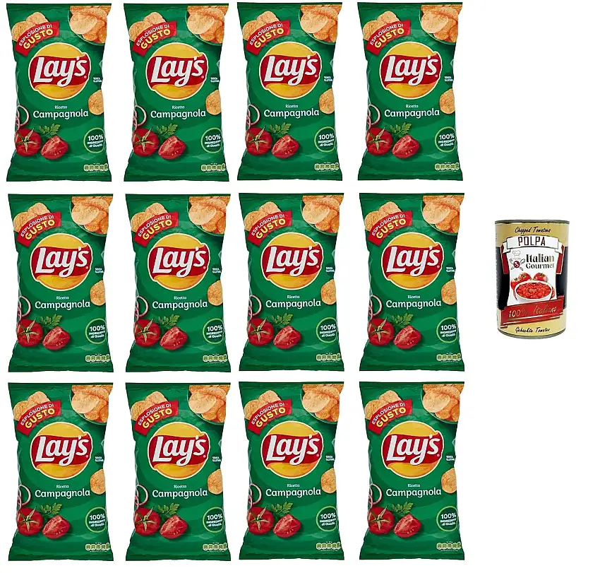 12x Lay's Campagnola Chips Patatine Kartoffelchips gesalzen 133g Kartoffel chips + Italian Gourmet Polpa 400g