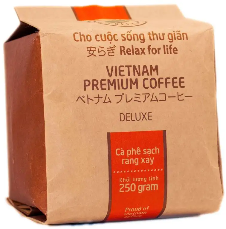 VietBeans – Hello5 Deluxe gemahlener Röstkaffee - Organisch angebauter vietnamesischer Kaffee aus Buôn Ma Thuột Vietnam – Hoher Koffeingehalt - 250g