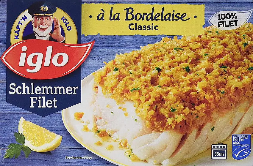 iglo Schlemmer-Filet Classic à la Bordelaise - zartes Fischfilet mit Auflage - aus 100 % Alaska Seelachs - 1 Stück, 380 g (Tiefgefroren)