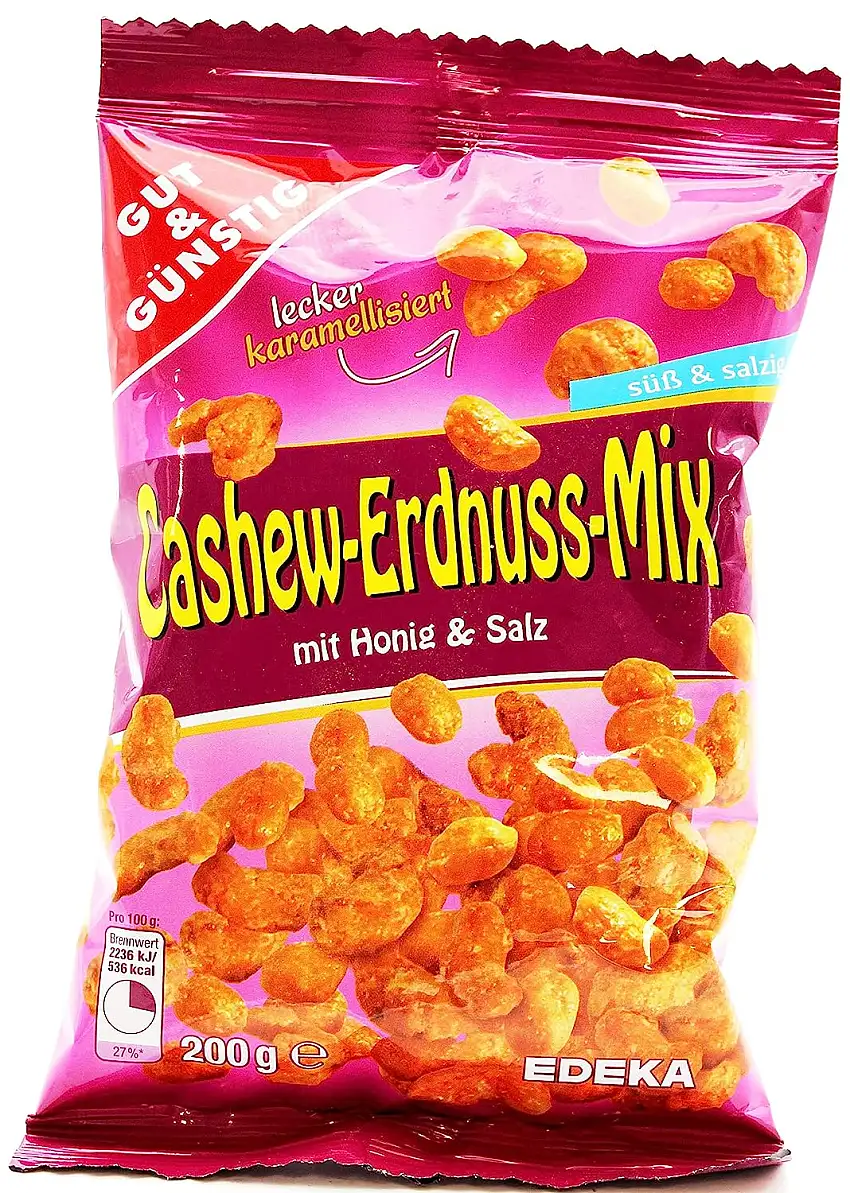 Gut & Günstig Cashew-Erdnuss-Mix mit Honig und Salz, 9er Pack (9 x 200g)